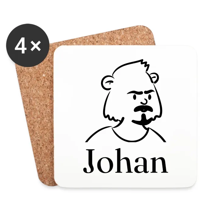 Lot de dessous de verre personnalisés au prénom Johan