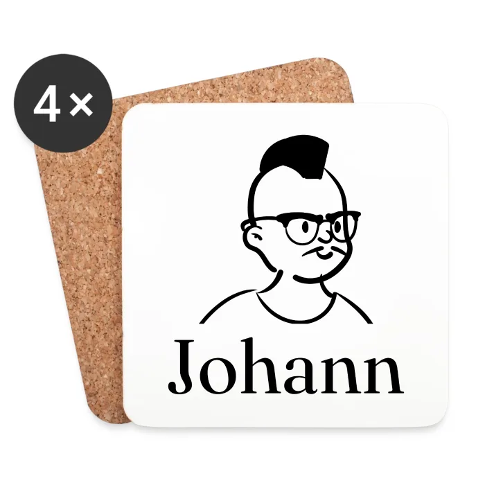 Lot de dessous de verre personnalisés au prénom Johann