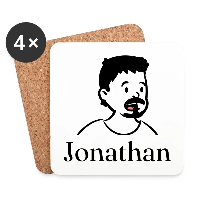 Lot de dessous de verre personnalisés au prénom Jonathan