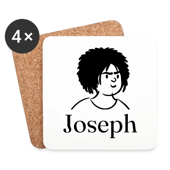 Lot de dessous de verre personnalisés au prénom Joseph