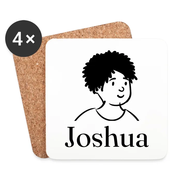 Lot de dessous de verre personnalisés au prénom Joshua