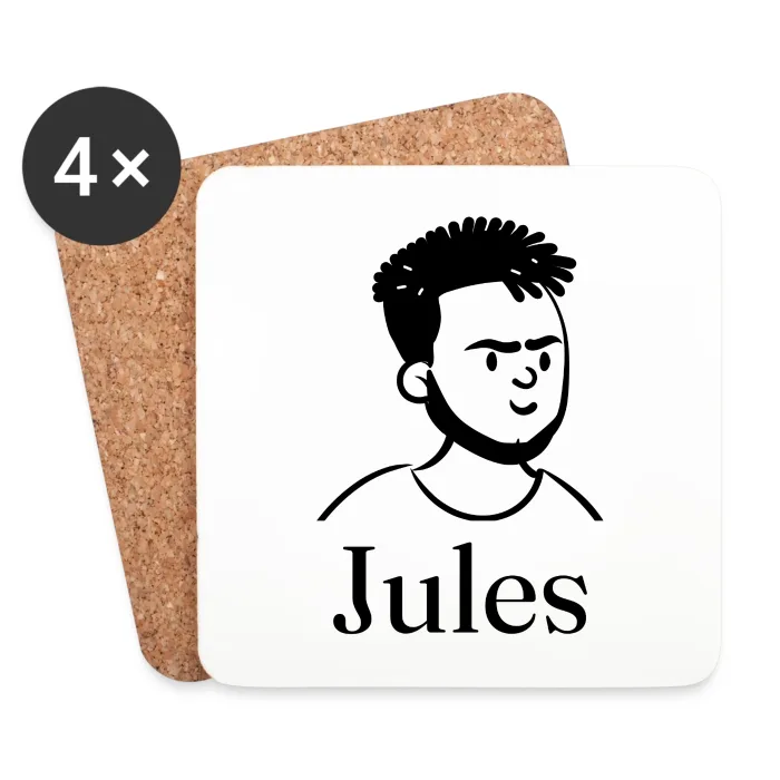 Lot de dessous de verre personnalisés au prénom Jules