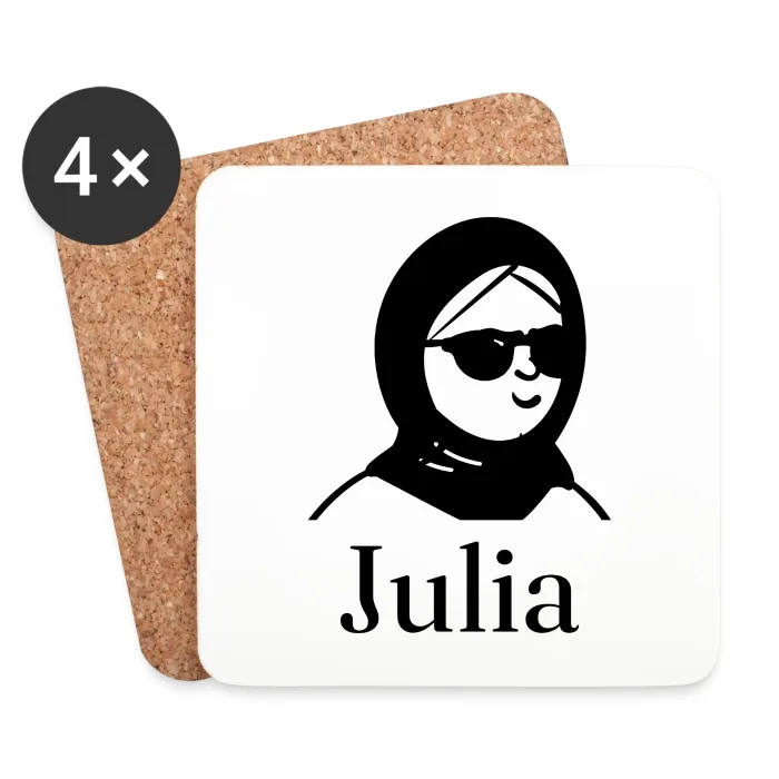 Lot de dessous de verre personnalisés au prénom Julia