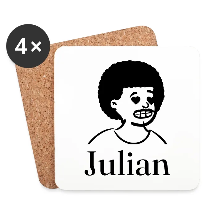 Lot de dessous de verre personnalisés au prénom Julian