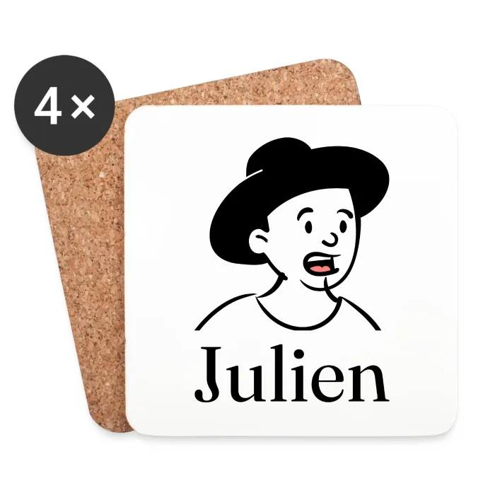 Lot de dessous de verre personnalisés au prénom Julien