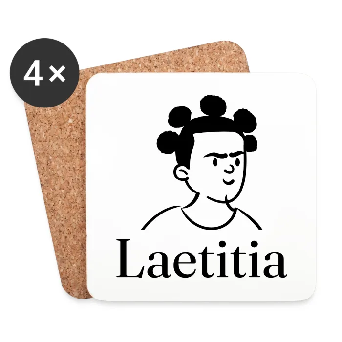 Lot de dessous de verre personnalisés au prénom Laetitia
