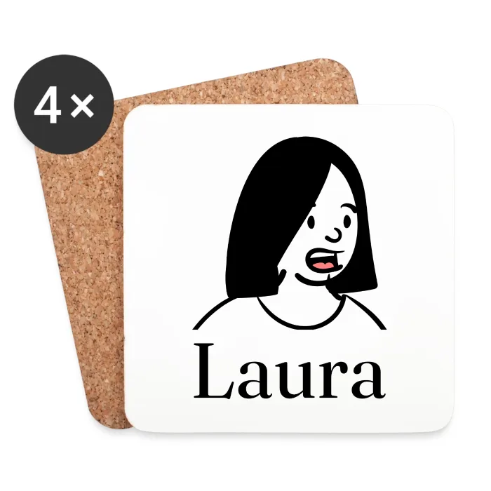 Lot de dessous de verre personnalisés au prénom Laura