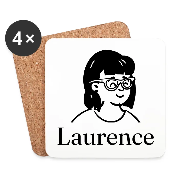 Lot de dessous de verre personnalisés au prénom Laurence