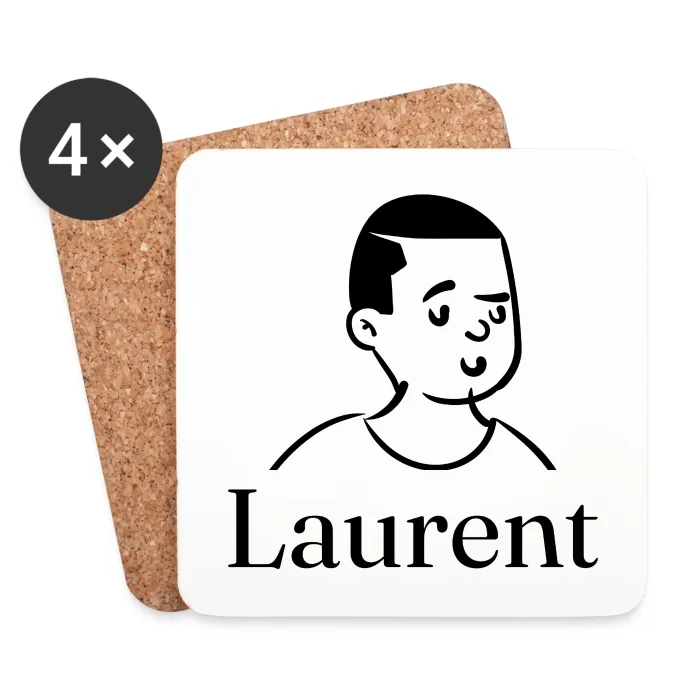 Lot de dessous de verre personnalisés au prénom Laurent