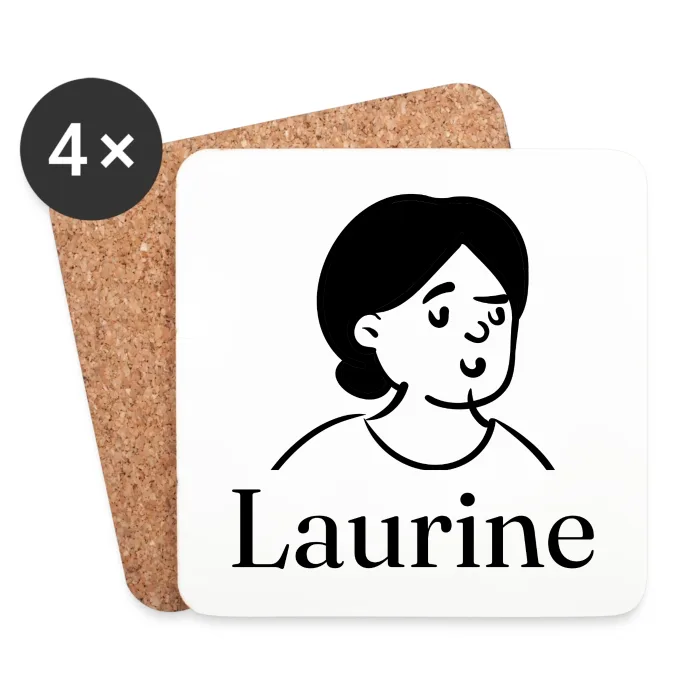 Lot de dessous de verre personnalisés au prénom Laurine
