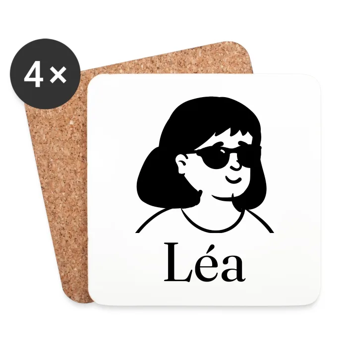 Lot de dessous de verre personnalisés au prénom Léa