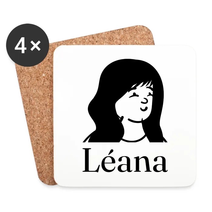 Lot de dessous de verre personnalisés au prénom Léana