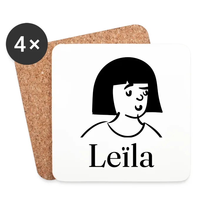 Lot de dessous de verre personnalisés au prénom Leïla