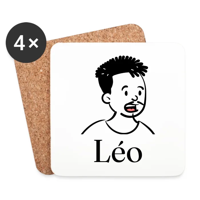 Lot de dessous de verre personnalisés au prénom Léo