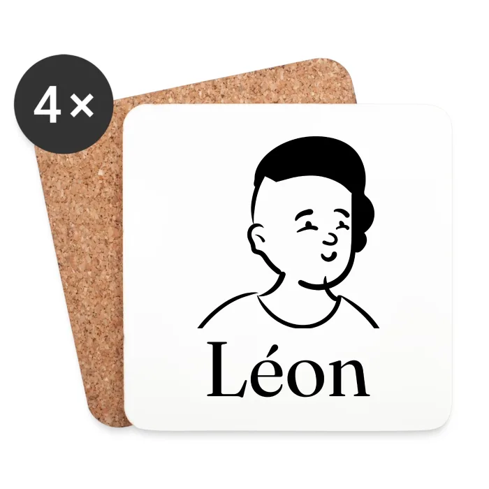 Lot de dessous de verre personnalisés au prénom Léon