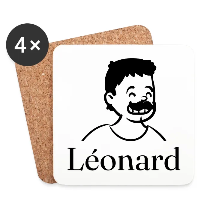 Lot de dessous de verre personnalisés au prénom Léonard