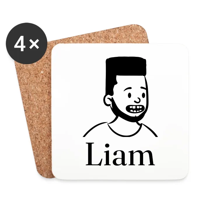 Lot de dessous de verre personnalisés au prénom Liam