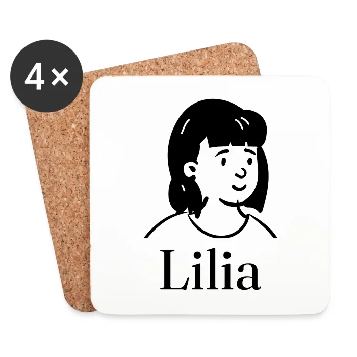 Lot de dessous de verre personnalisés au prénom Lilia