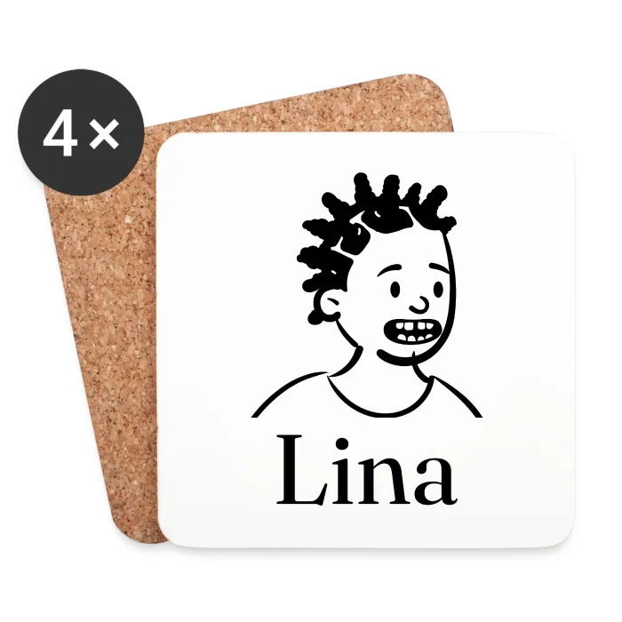 Lot de dessous de verre personnalisés au prénom Lina