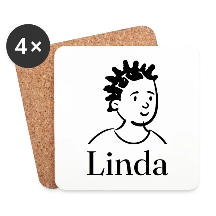 Lot de dessous de verre personnalisés au prénom Linda