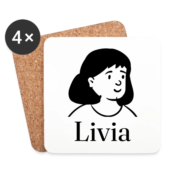 Lot de dessous de verre personnalisés au prénom Livia