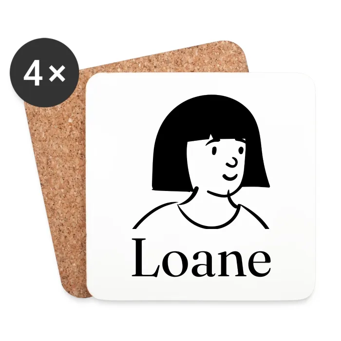 Lot de dessous de verre personnalisés au prénom Loane