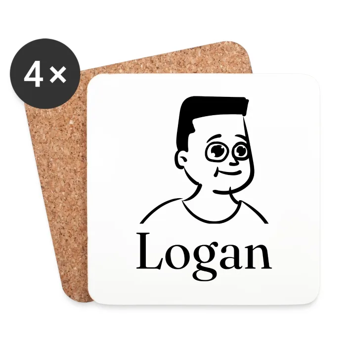 Lot de dessous de verre personnalisés au prénom Logan