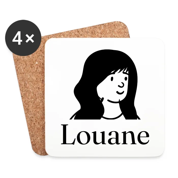 Lot de dessous de verre personnalisés au prénom Louane