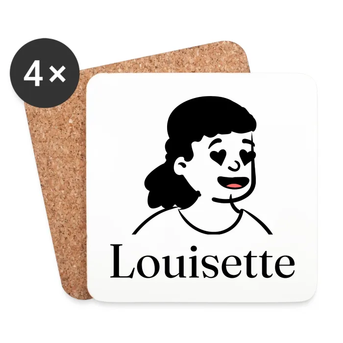Lot de dessous de verre personnalisés au prénom Louisette