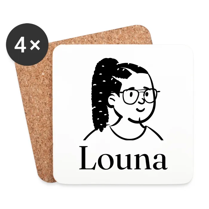 Lot de dessous de verre personnalisés au prénom Louna