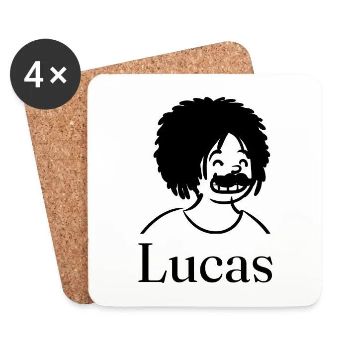 Lot de dessous de verre personnalisés au prénom Lucas