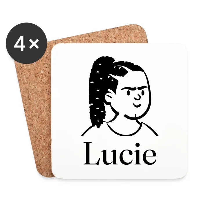 Lot de dessous de verre personnalisés au prénom Lucie