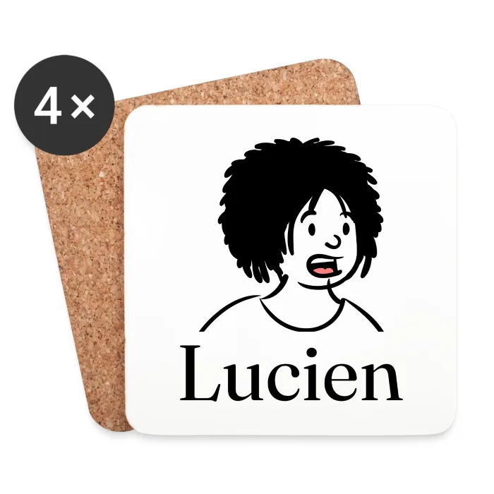 Lot de dessous de verre personnalisés au prénom Lucien