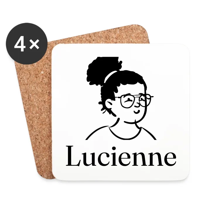 Lot de dessous de verre personnalisés au prénom Lucienne