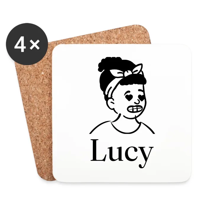 Lot de dessous de verre personnalisés au prénom Lucy
