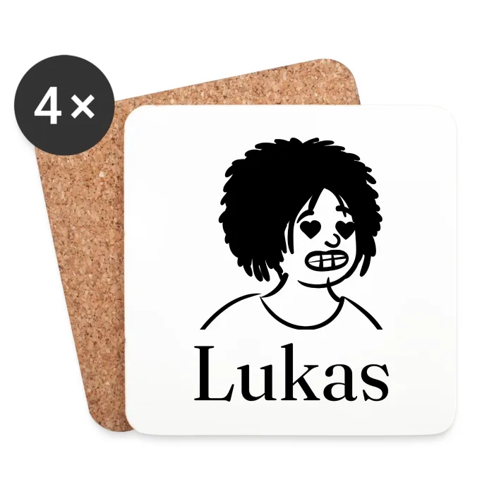 Lot de dessous de verre personnalisés au prénom Lukas