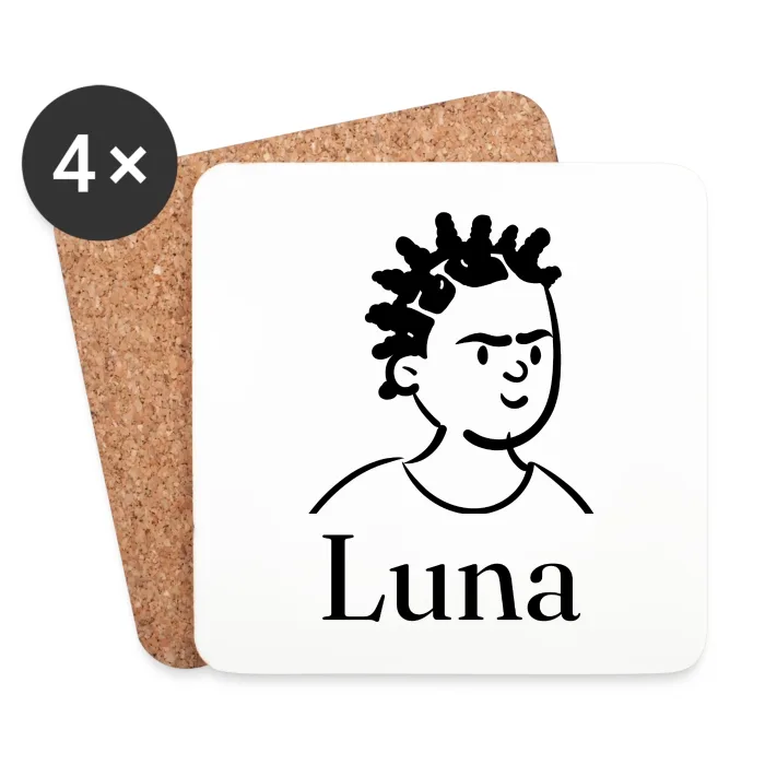 Lot de dessous de verre personnalisés au prénom Luna