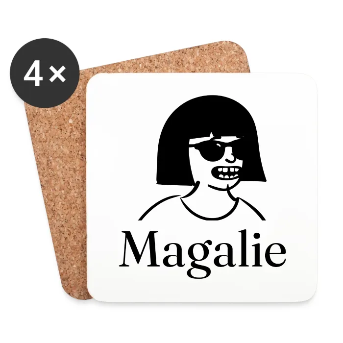 Lot de dessous de verre personnalisés au prénom Magalie