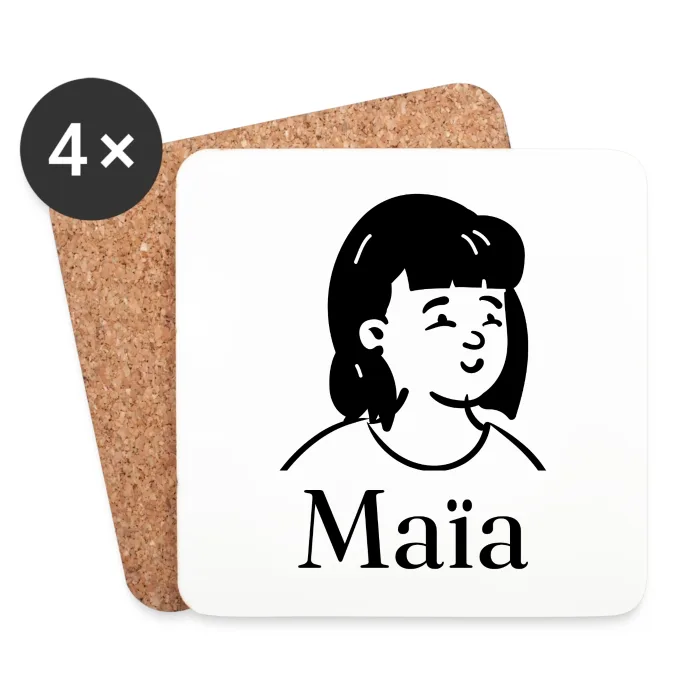Lot de dessous de verre personnalisés au prénom Maïa