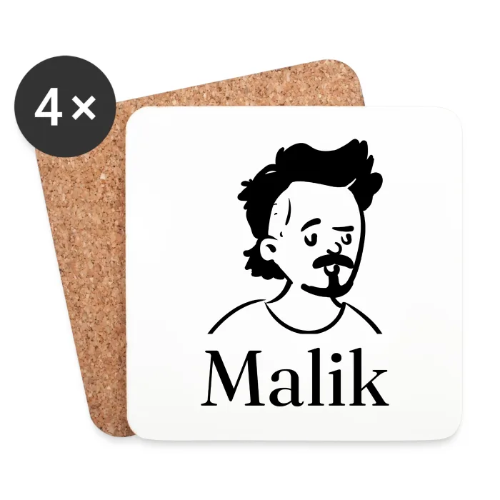 Lot de dessous de verre personnalisés au prénom Malik