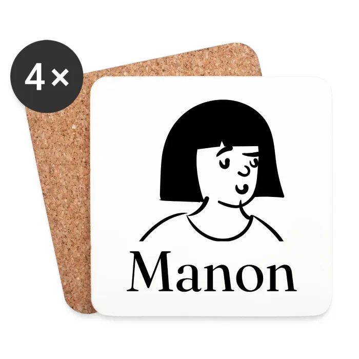 Lot de dessous de verre personnalisés au prénom Manon