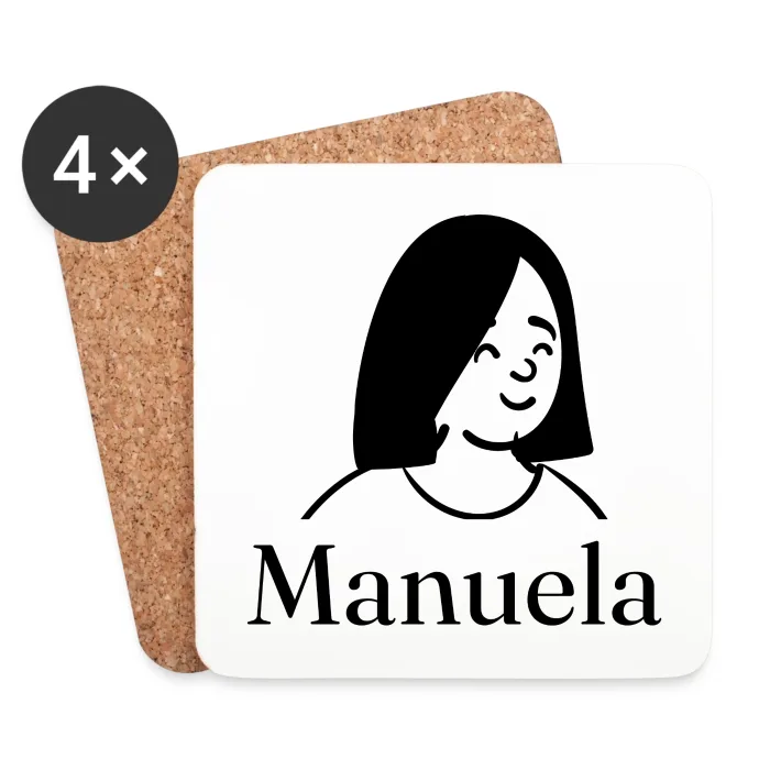 Lot de dessous de verre personnalisés au prénom Manuela