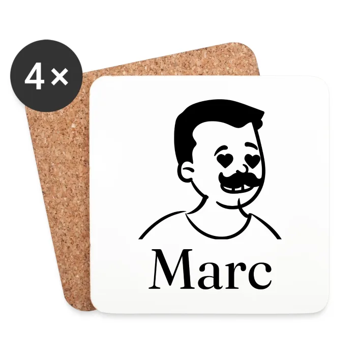 Lot de dessous de verre personnalisés au prénom Marc