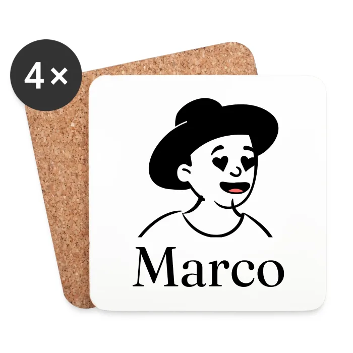 Lot de dessous de verre personnalisés au prénom Marco