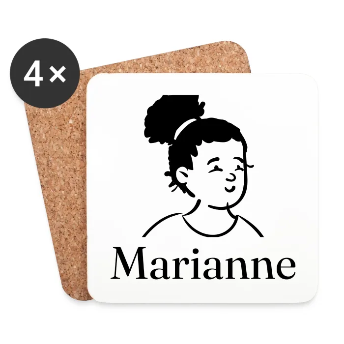 Lot de dessous de verre personnalisés au prénom Marianne