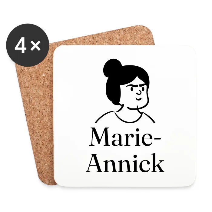 Lot de dessous de verre personnalisés au prénom Marie-Annick