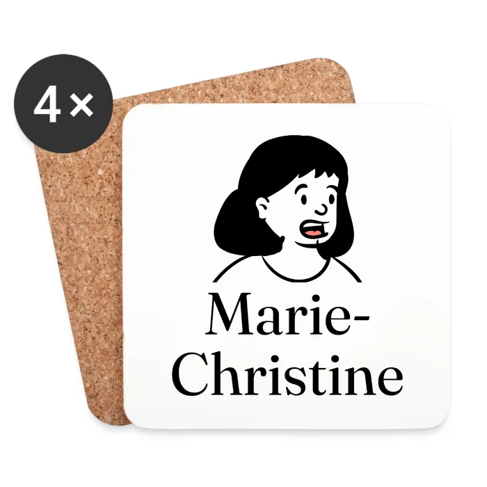 Lot de dessous de verre personnalisés au prénom Marie-Christine