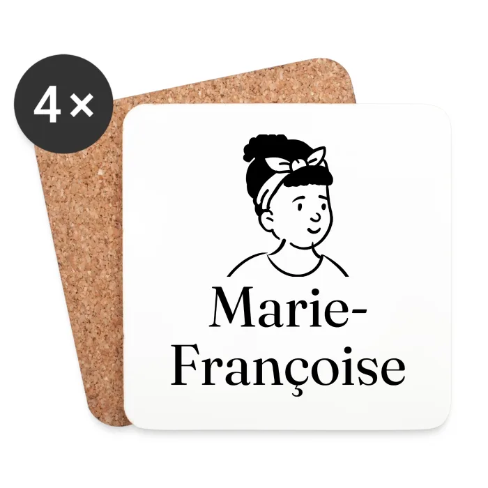 Lot de dessous de verre personnalisés au prénom Marie-Françoise