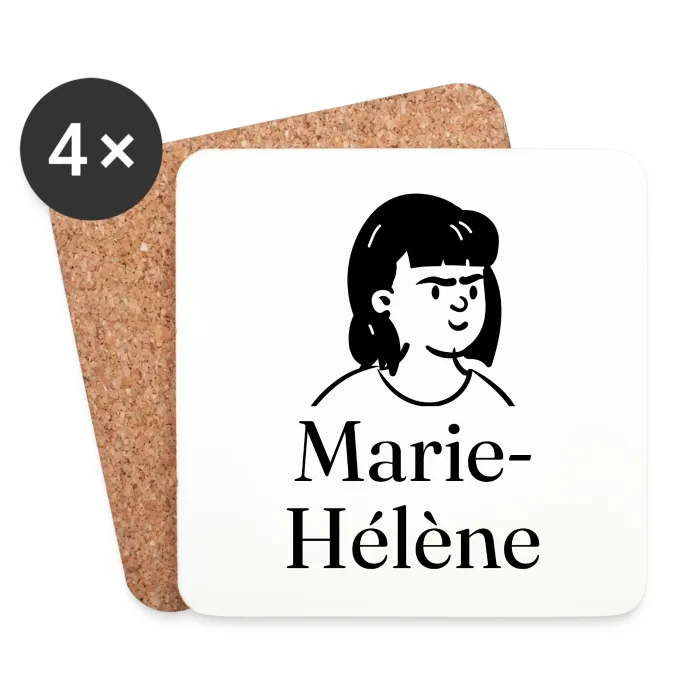 Lot de dessous de verre personnalisés au prénom Marie-Hélène