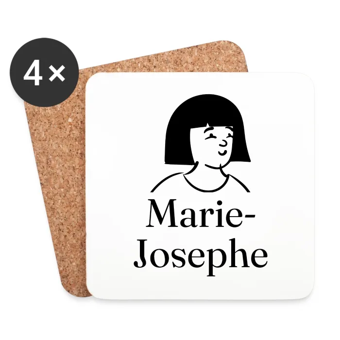 Lot de dessous de verre personnalisés au prénom Marie-Josephe